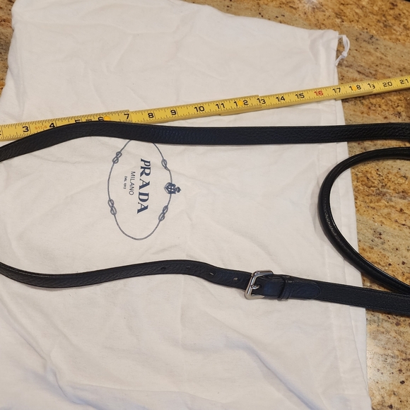 Prada Vitello Daino silver trim side pocket black Leather satchel crossbody tote - Picture 6 of 16